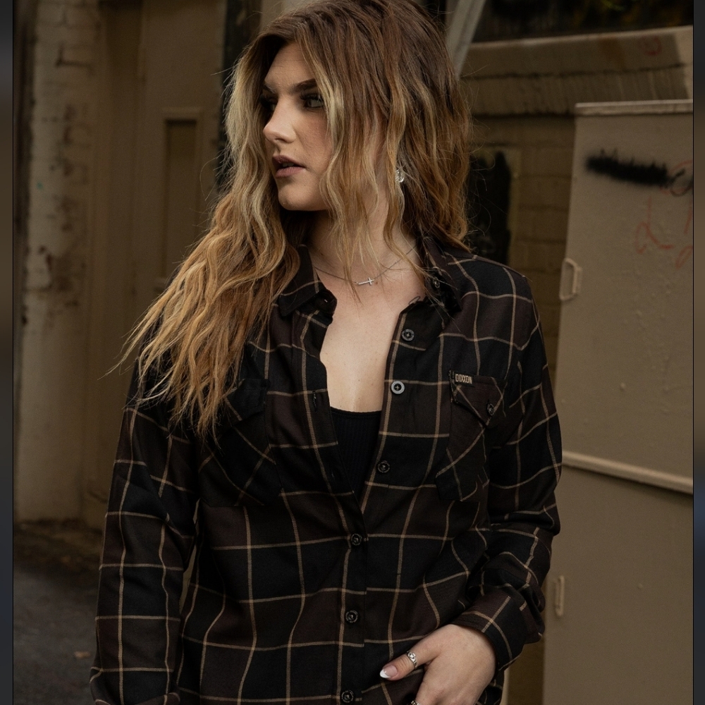 DIXXON Black and Brown Plaid Flannel Shirt